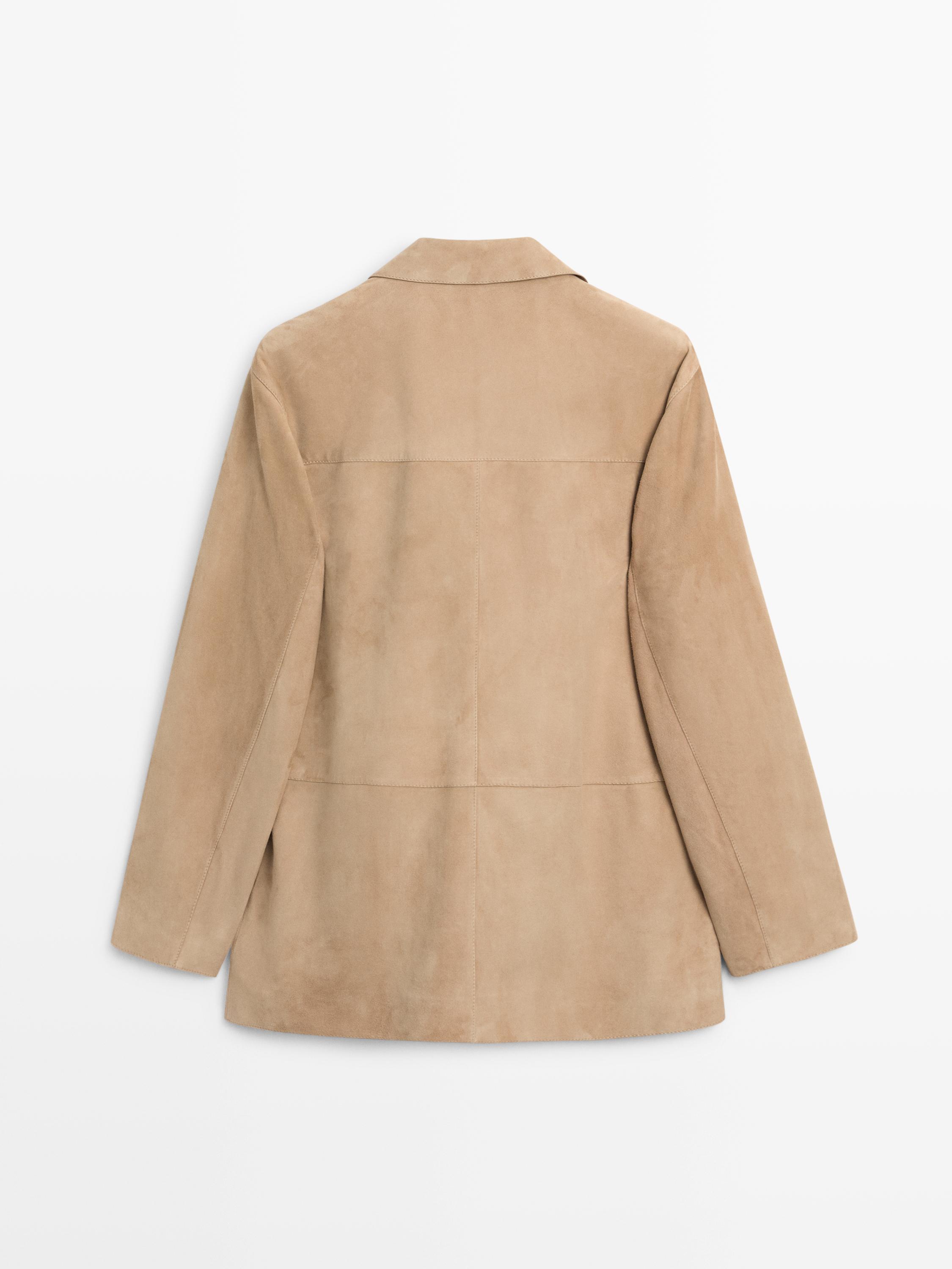 100% suede leather blazer with pocket details